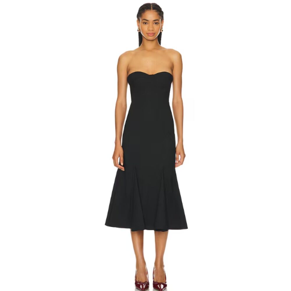 LPA Bianca Midi Strapless Dress in Black - Women's Large - New without tags